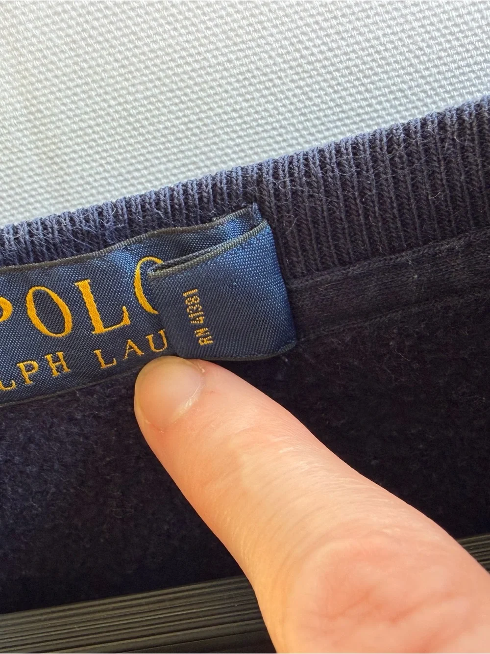 Polo Ralph Lauren Navy Blue Crewneck Sweatshirt Yellow Pony Size L
